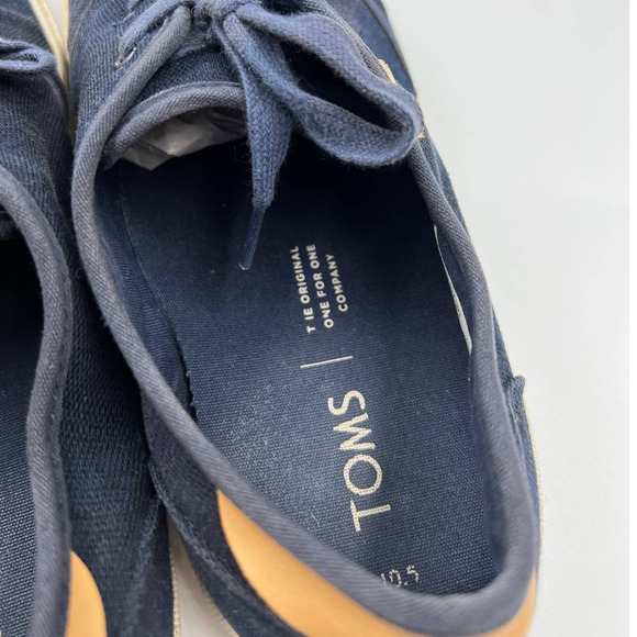 TOMS Navy Blue Sneakers Tennis Shoes Canvas Lace Up Shoes Men's 10.5 - Picture 3 of 10
